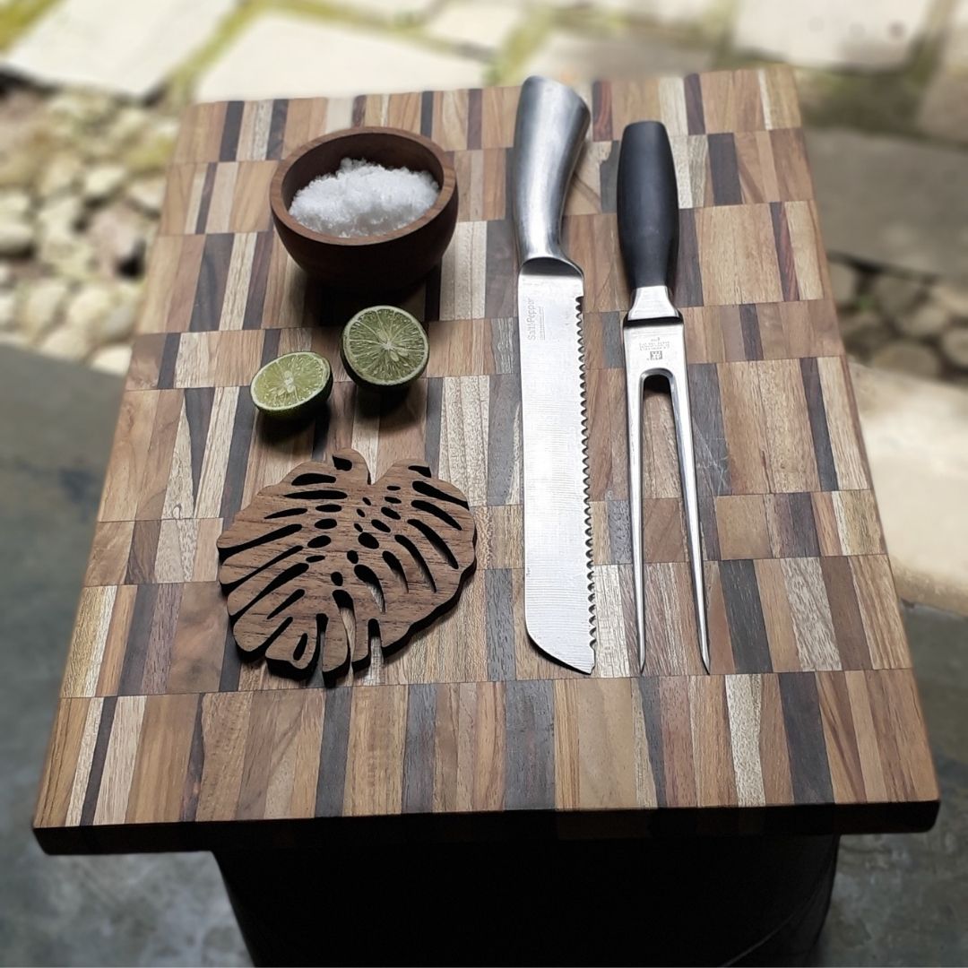 Limited Edition End Grain Chopping Board – Reclaimed Hardwood – Thoughtful Gift from The Gift Shop UAE