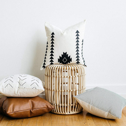 Throw Pillow Set of 4, Faux leather and cotton accent pillows - The Gift Shop