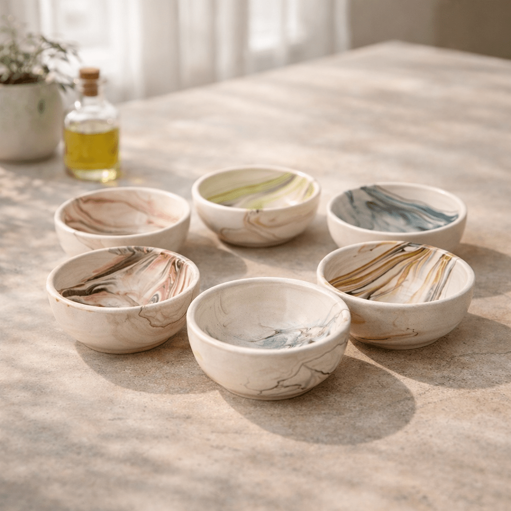 Marble Ceramic Dip Bowls