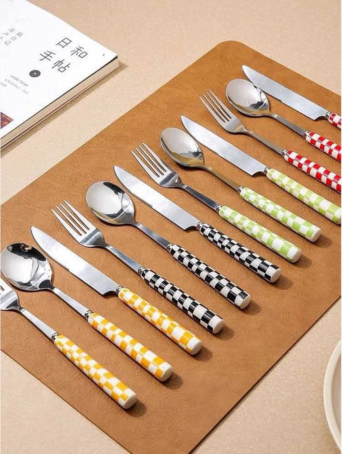 Modern Checkered Flatware Set of 6 – Thoughtful Gift from The Gift Shop UAE