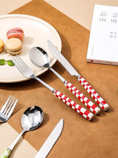 Modern Checkered Flatware Set of 6 - The Gift Shop