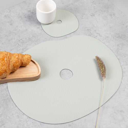 Natural leather placemat and coaster | grey blue – Thoughtful Gift from The Gift Shop UAE