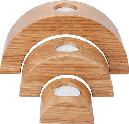 Oak Tealight Holder Set