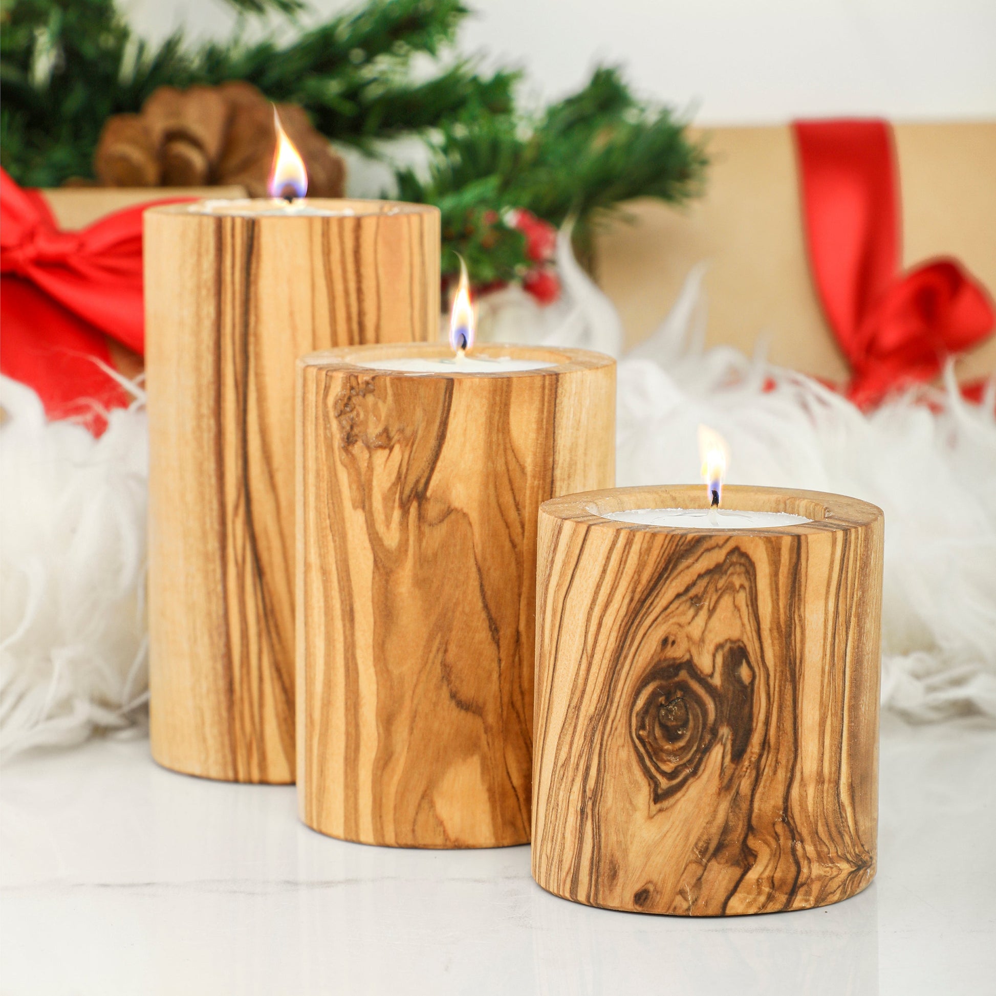 Olive Wood Candle Holders - The Gift Shop