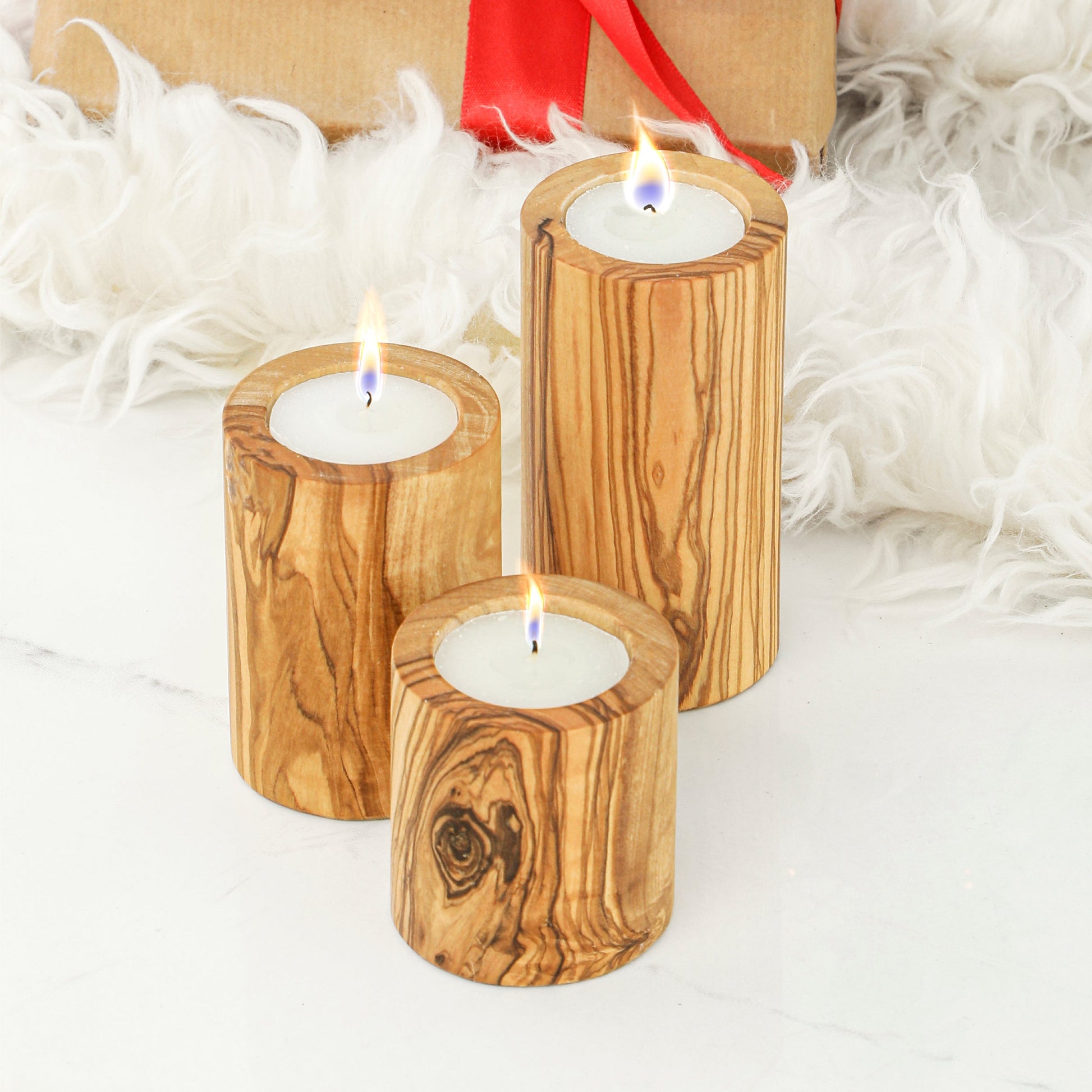 Olive Wood Candle Holders - The Gift Shop