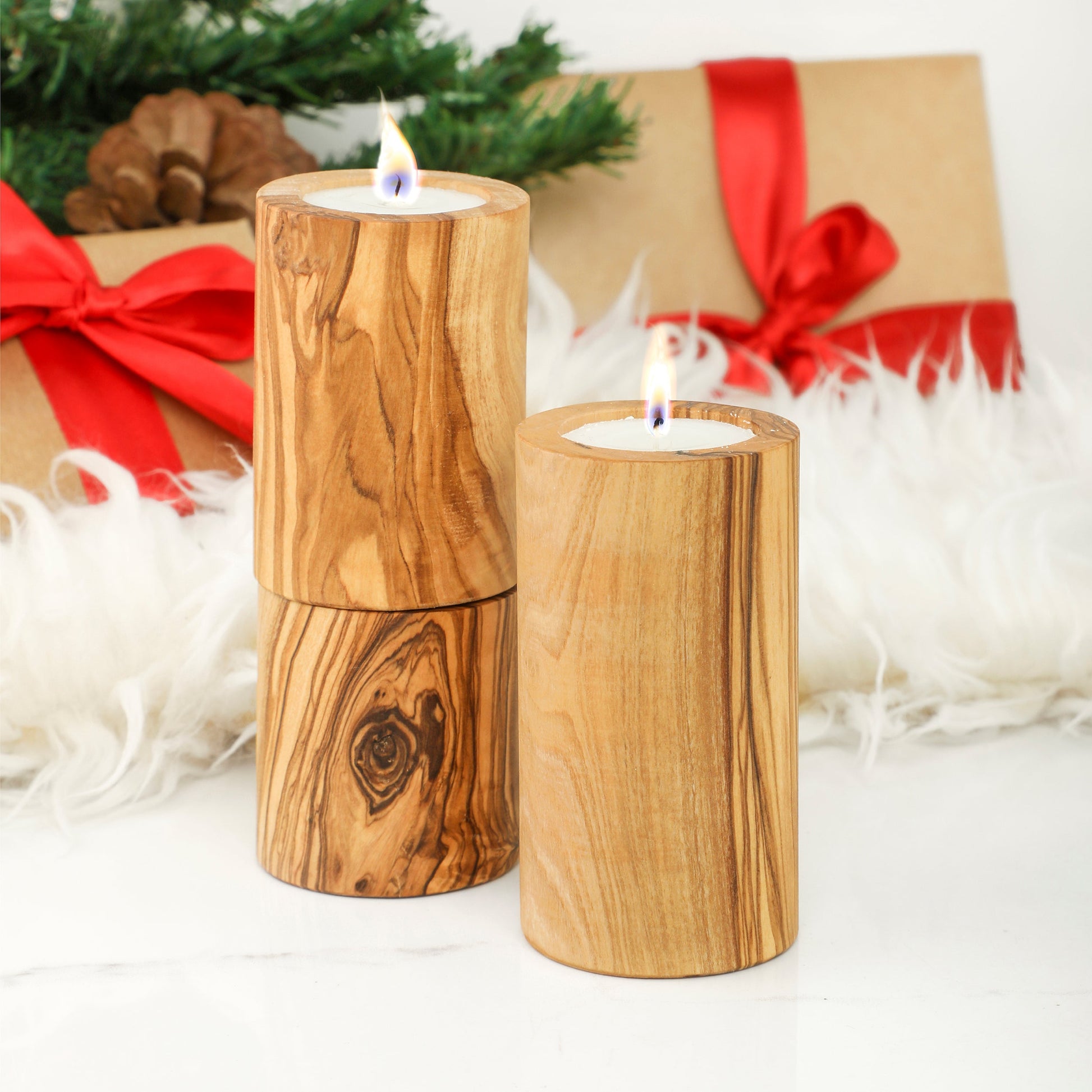 Olive Wood Candle Holders - The Gift Shop