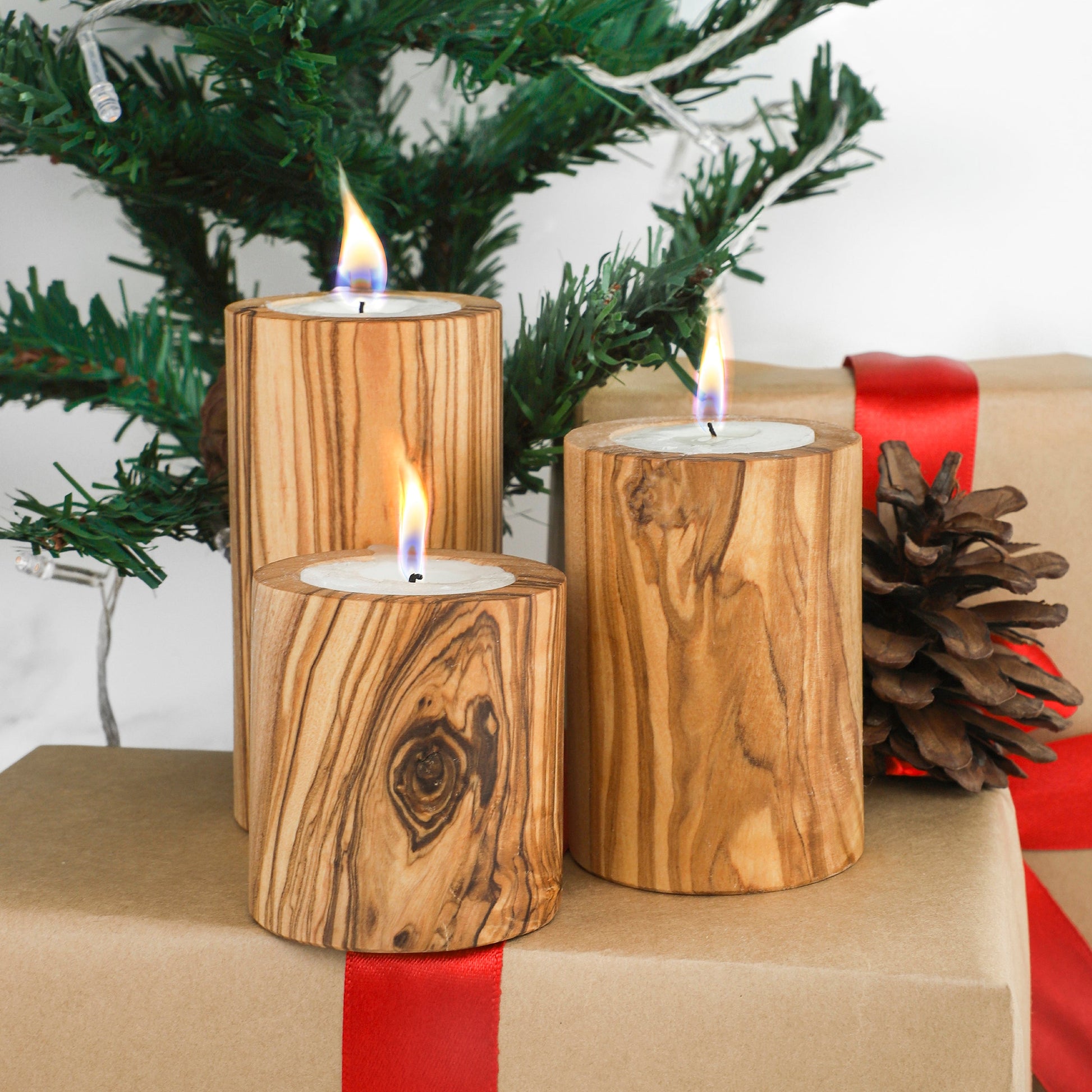 Olive Wood Candle Holders - The Gift Shop