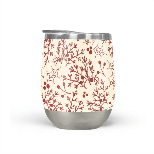 Red Christmas Branch Stemless Wine Tumbler - The Gift Shop