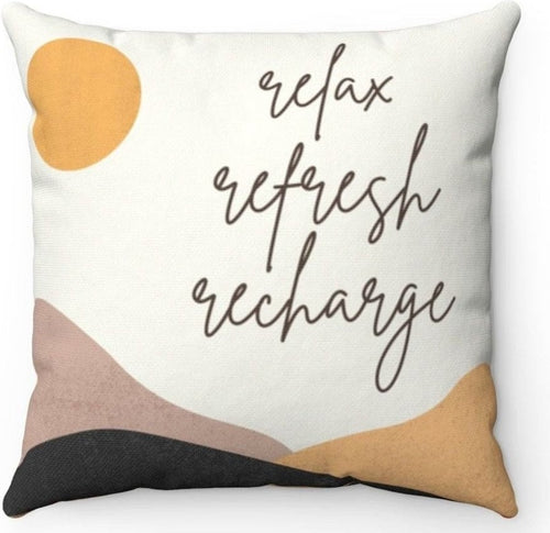 "Relax, Refresh, Recharge" Double - Sided Cushion – Thoughtful Gift from The Gift Shop UAE