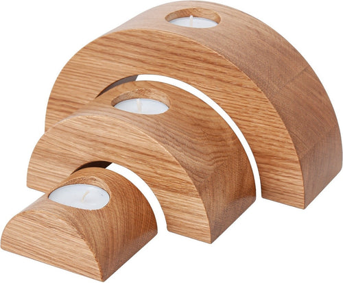 Set of 3 Rounded Wooden Tealight Holders – Thoughtful Gift from The Gift Shop UAE