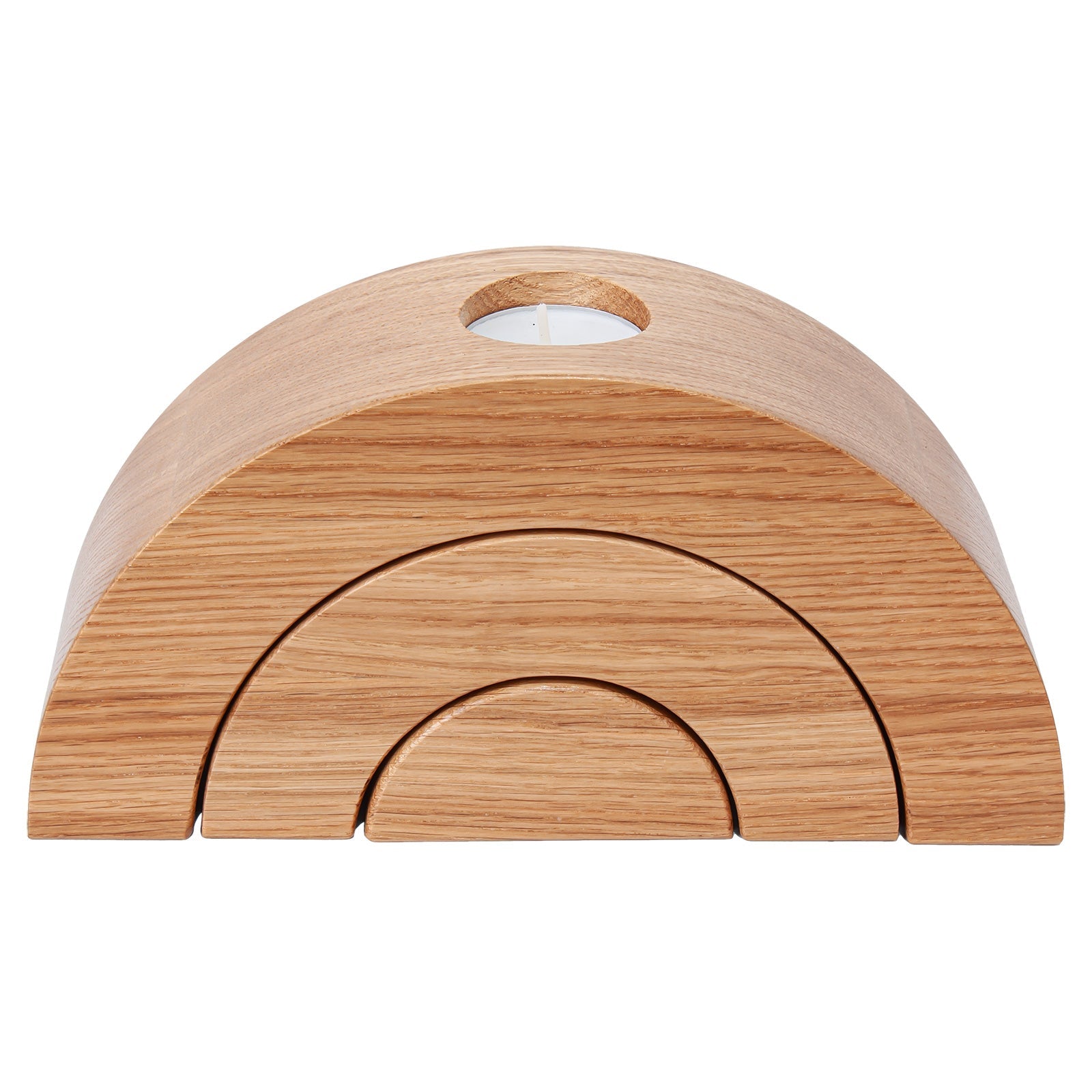 Set of 3 Rounded Wooden Tealight Holders - The Gift Shop
