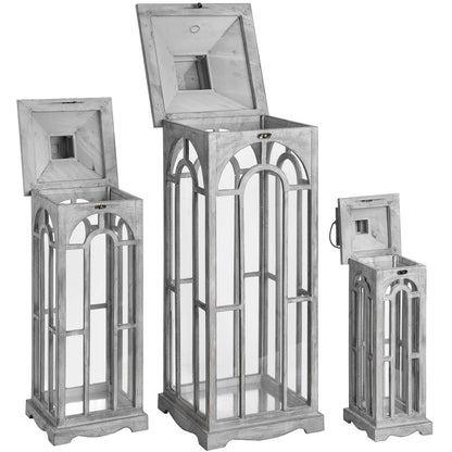 Set of Three Handmade Wooden Lanterns - The Gift Shop