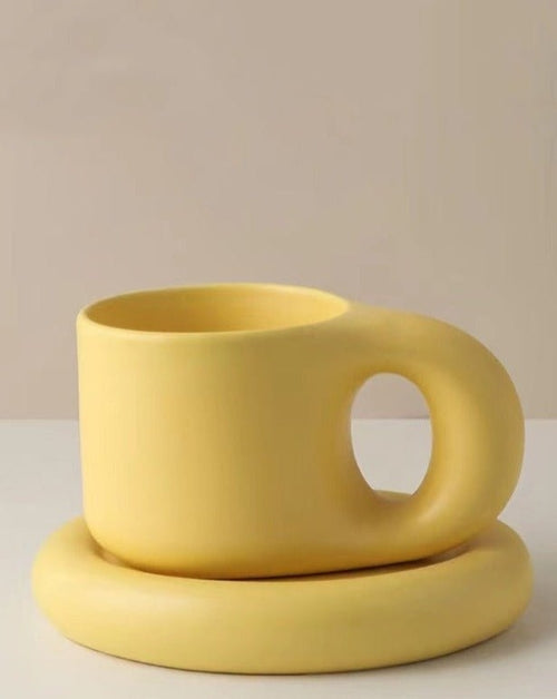 Handcrafted Bauhaus Ceramic Chubby Mugs - The Gift Shop