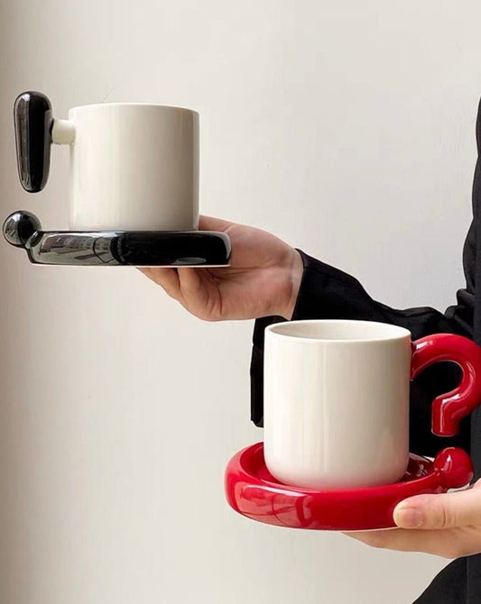 Handmade Ceramic Coffee Mug with Saucer - The Gift Shop