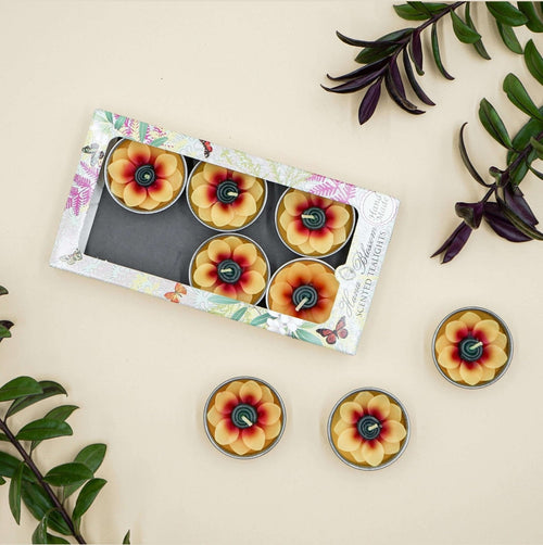 Sunflower Scented Tea Light Set – Box of 8 – Thoughtful Gift from The Gift Shop UAE