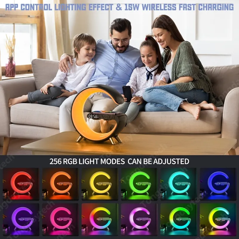 Multifunctional Wireless Charger Alarm Clock Speaker APP Control - The Gift Shop