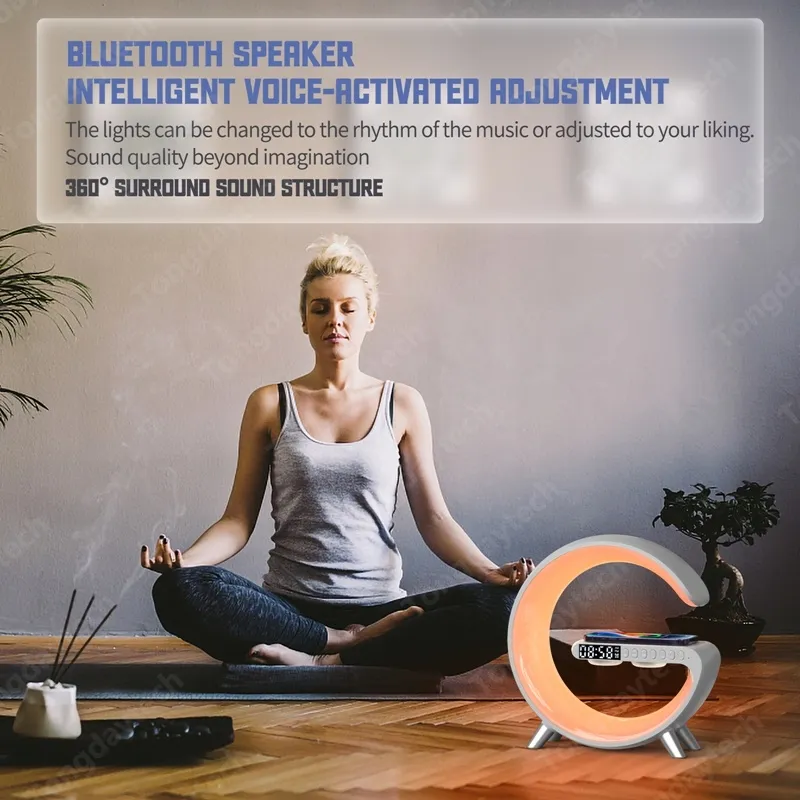 Multifunctional Wireless Charger Alarm Clock Speaker APP Control - The Gift Shop