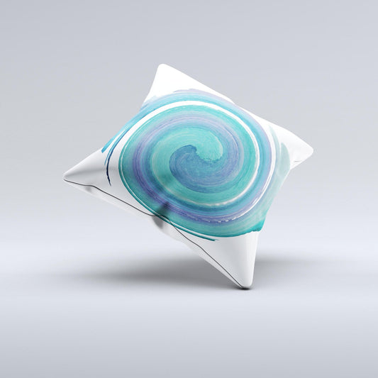 The Blue & Green Watercolor Swirl ink-Fuzed Decorative Throw Pillow - The Gift Shop