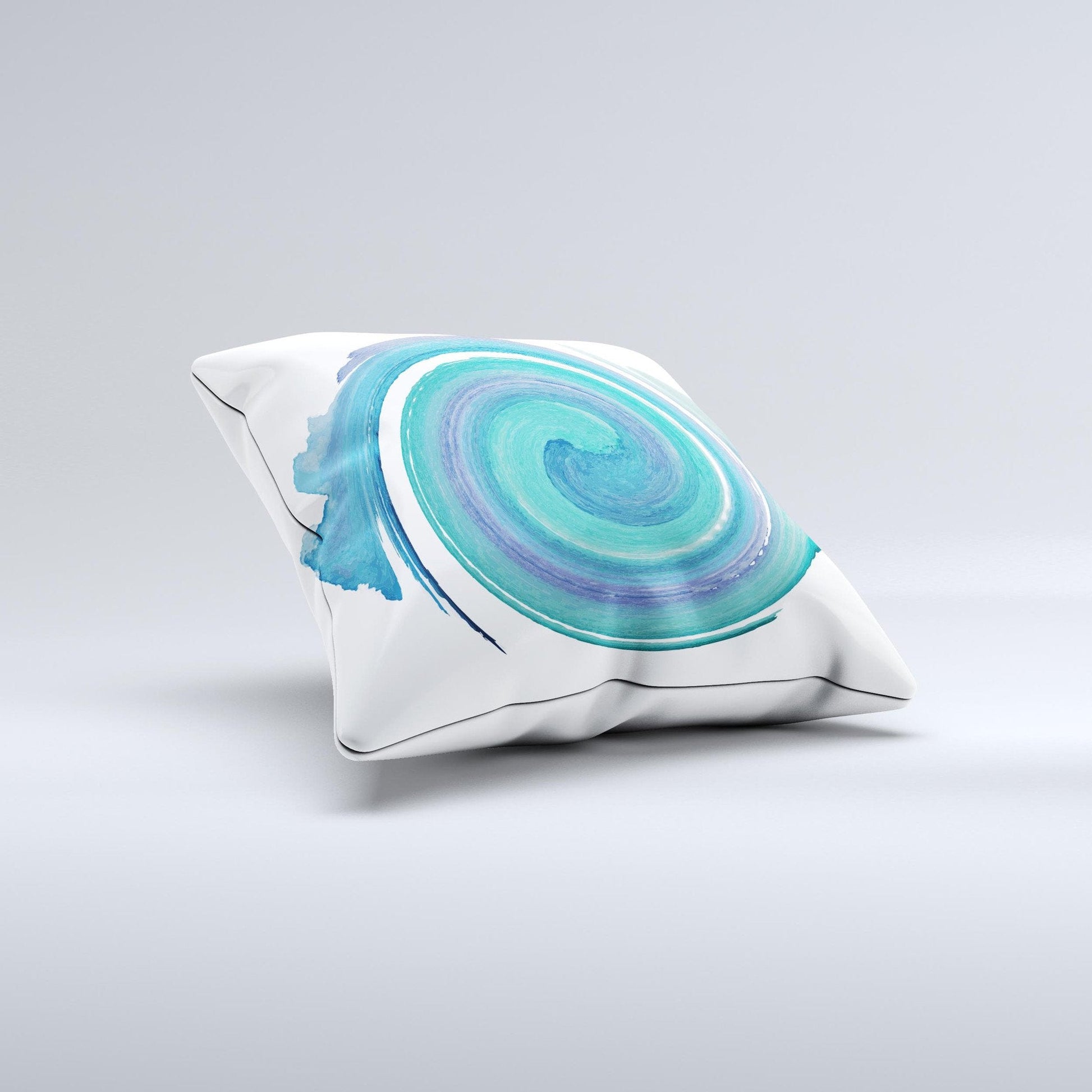 The Blue & Green Watercolor Swirl ink-Fuzed Decorative Throw Pillow - The Gift Shop