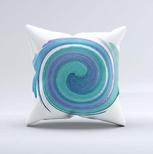 The Blue & Green Watercolor Swirl ink-Fuzed Decorative Throw Pillow - The Gift Shop