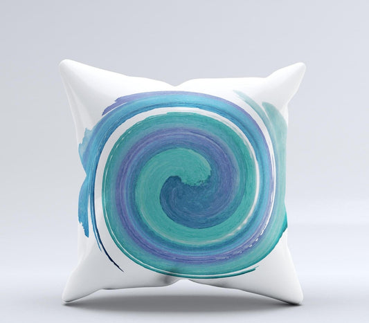 The Blue & Green Watercolor Swirl ink - Fuzed Decorative Throw Pillow – Thoughtful Gift from The Gift Shop UAE