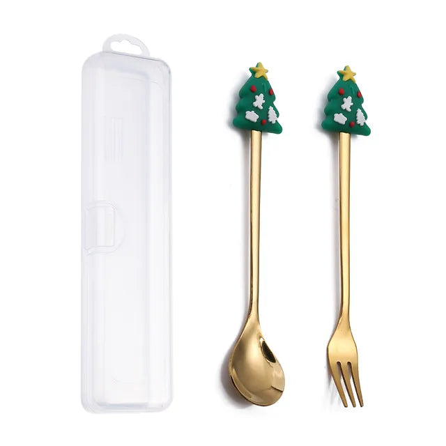 Christmas Cutlery Set: Festive Spoon and Fork - The Gift Shop
