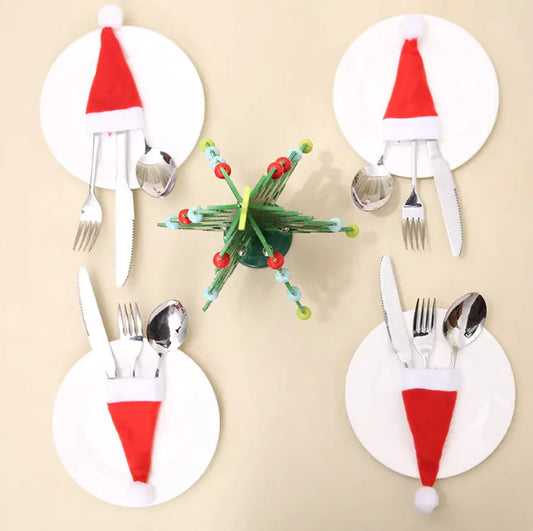 Festive Christmas Hat Utensil Holder Set - The Gift Shop