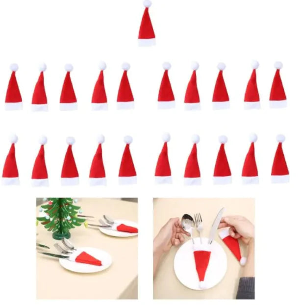 Festive Christmas Hat Utensil Holder Set - The Gift Shop