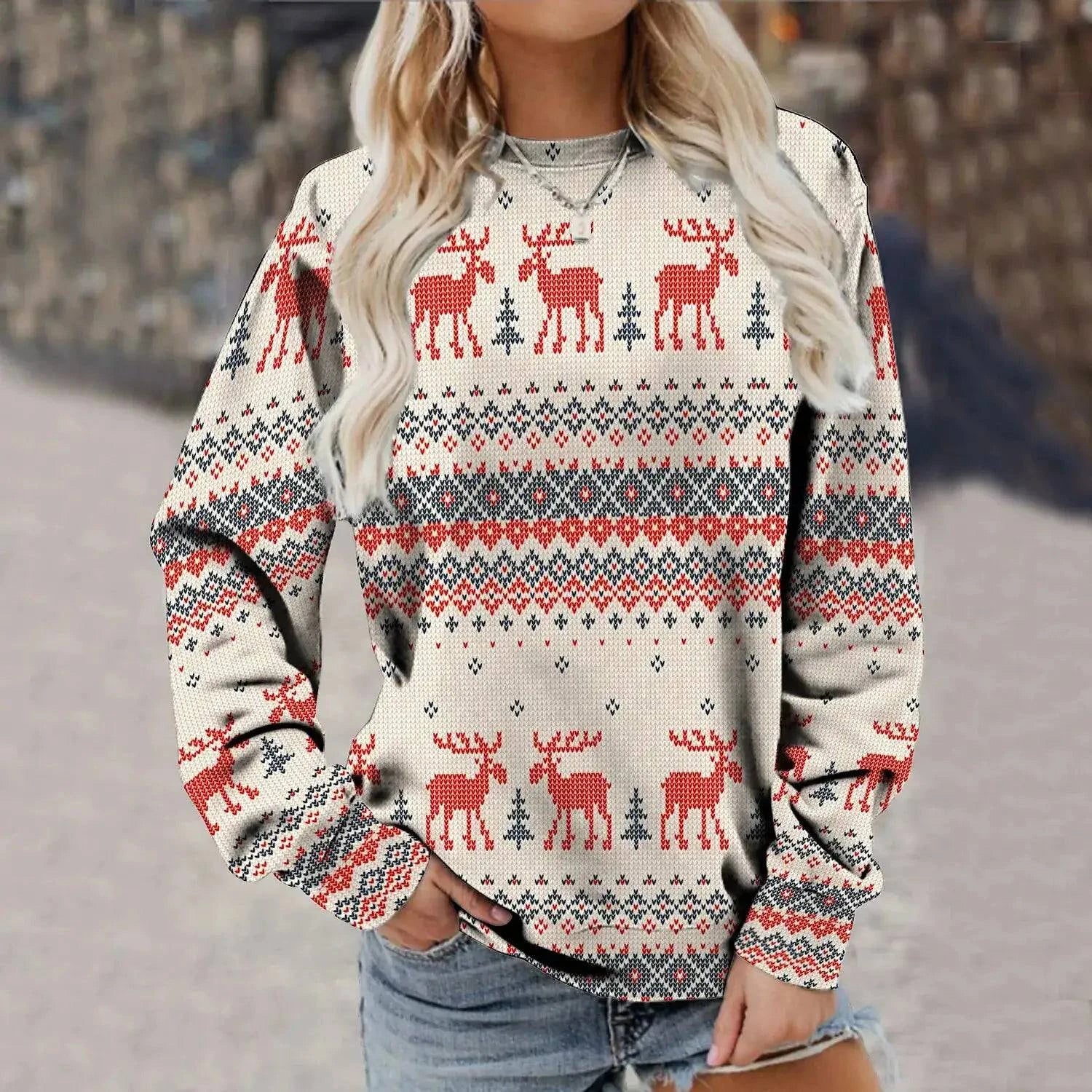 Cozy Pattern Christmas Sweater Pajama Set - Festive Holiday Sleepwear - The Gift Shop