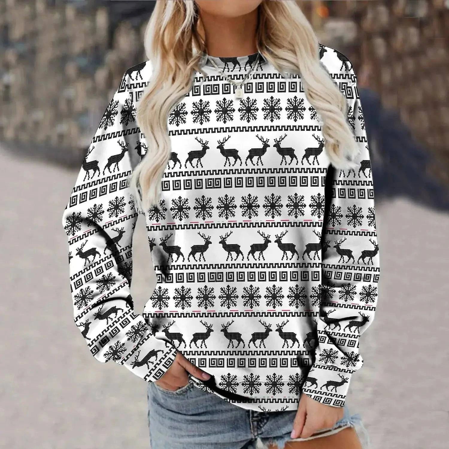 Cozy Pattern Christmas Sweater Pajama Set - Festive Holiday Sleepwear - The Gift Shop