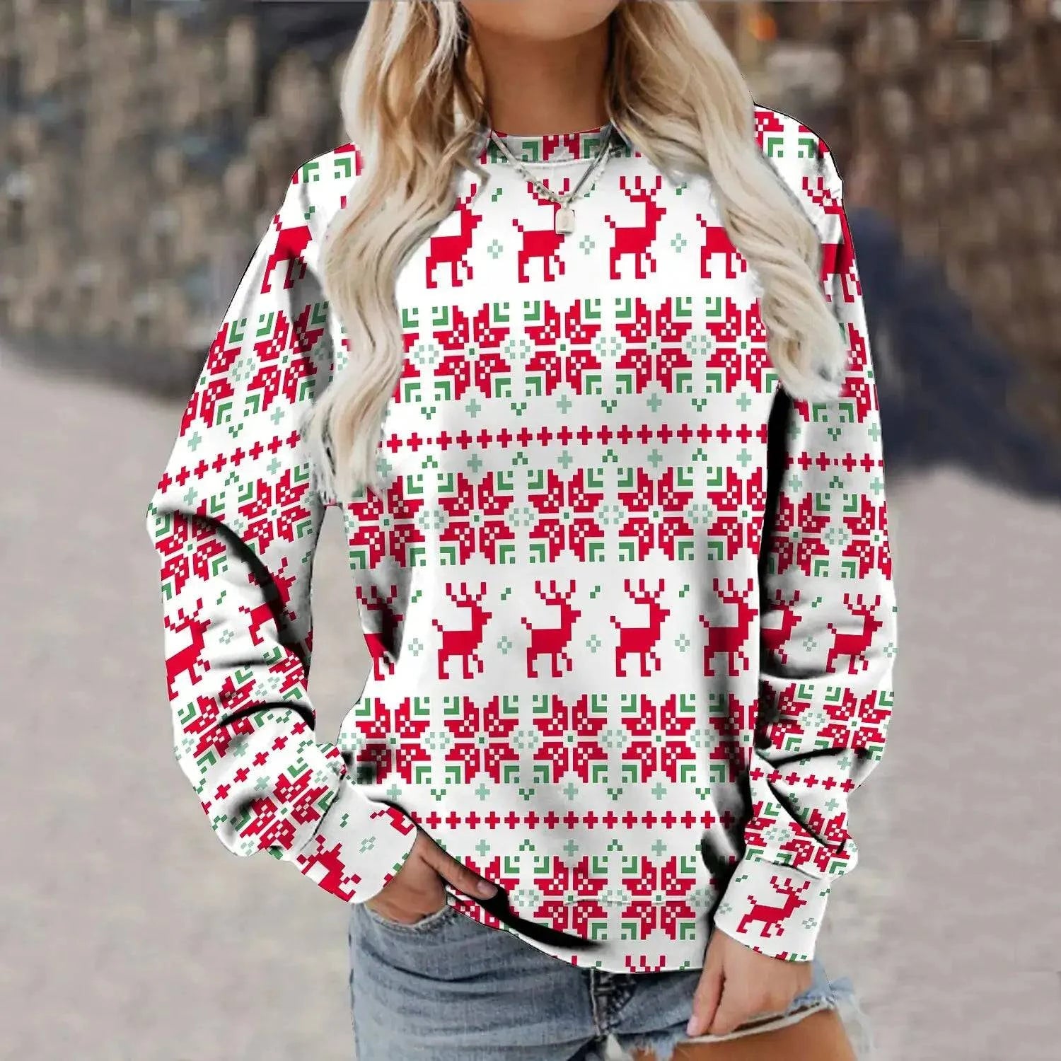 Cozy Pattern Christmas Sweater Pajama Set - Festive Holiday Sleepwear - The Gift Shop
