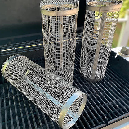 Rolling Grilling Basket Stainless Steel - The Gift Shop