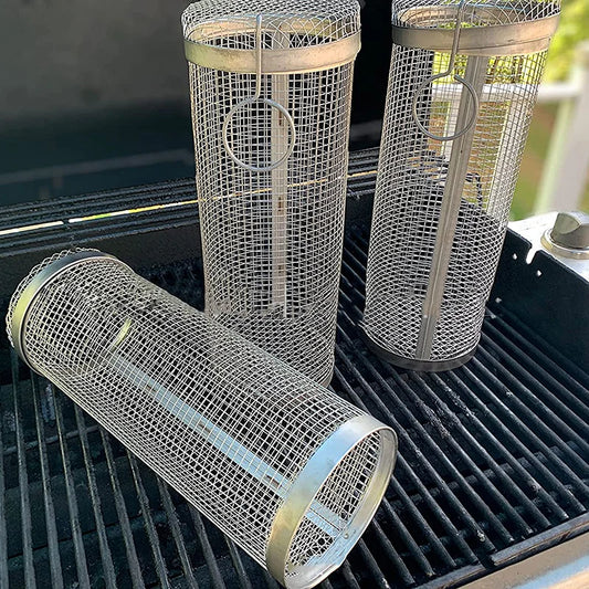 Rolling Grilling Basket Stainless Steel - The Gift Shop
