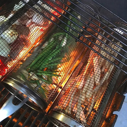 Rolling Grilling Basket Stainless Steel - The Gift Shop