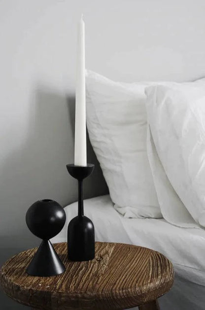 Black Wooden Candle Holder - The Gift Shop