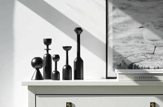 Black Wooden Candle Holder - The Gift Shop