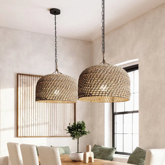 🌿 Vintage Hemp Rope Woven Zen Tea Room Lamp – A Tranquil Lighting Experience - The Gift Shop