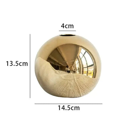 Golden Ceramic Round Ball Vase - The Gift Shop