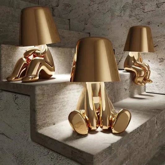 Little Golden Man Table Lamp - Whimsical USB Rechargeable Light - The Gift Shop