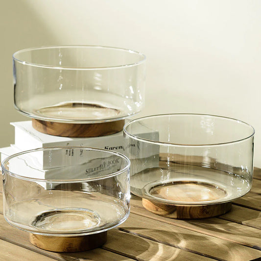 Fruit Bowl with Wooden Base - The Gift Shop