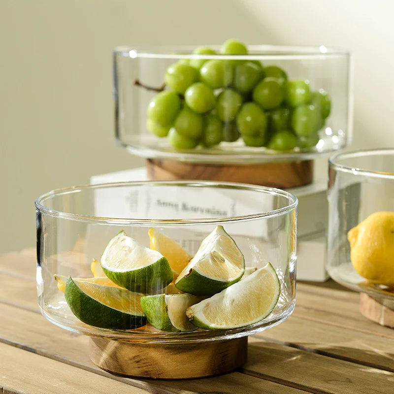 Fruit Bowl with Wooden Base - The Gift Shop