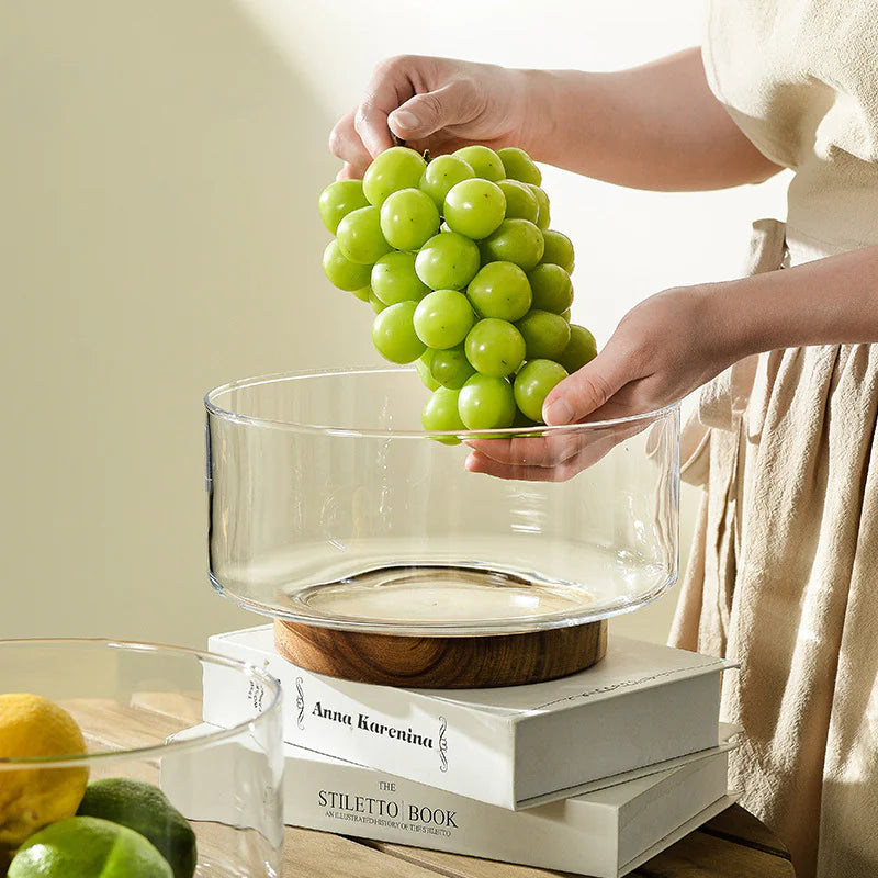Fruit Bowl with Wooden Base - The Gift Shop