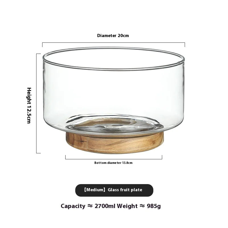 Fruit Bowl with Wooden Base - The Gift Shop