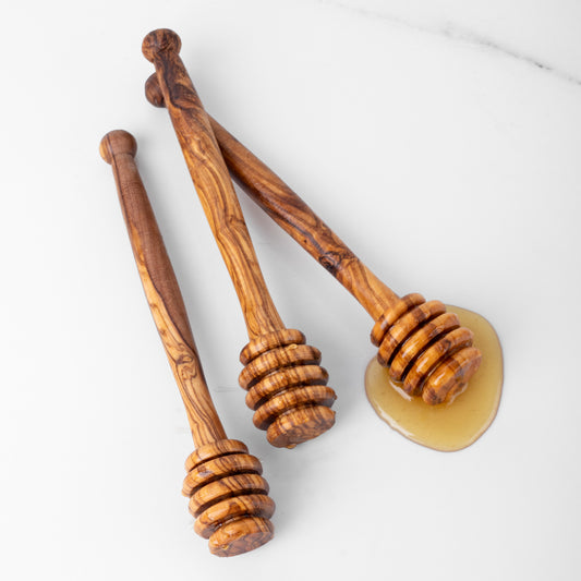 Handmade Olive Wood Honey Dipper | Eco-Friendly Honey Drizzler - The Gift Shop