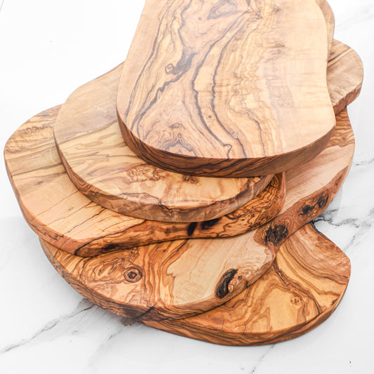 Handmade Rustic Olive Wood Cutting Board with Natural Edges - The Gift Shop
