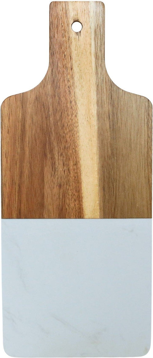 White Marble & Acacia Wood Handled Serving Board – Thoughtful Gift from The Gift Shop UAE