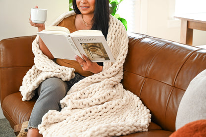 Willa & Belle Chunky Knit Weighted Blanket – 50 x 60 in