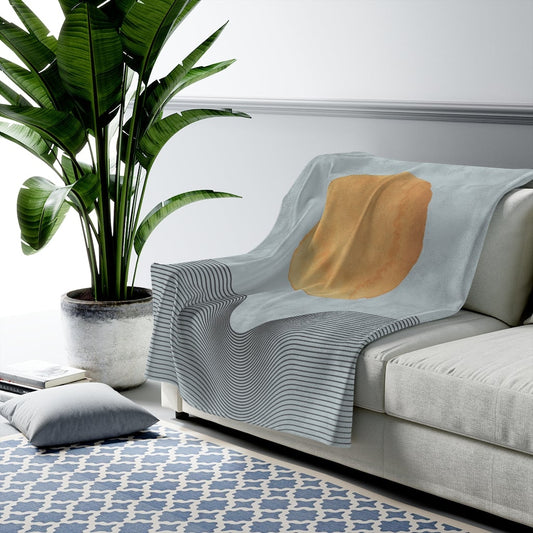 Abstract Sun Art in Blue Plush Throw - The Gift Shop