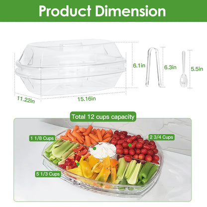 Cold Food Serving Tray with Lid & Compartments - The Gift Shop